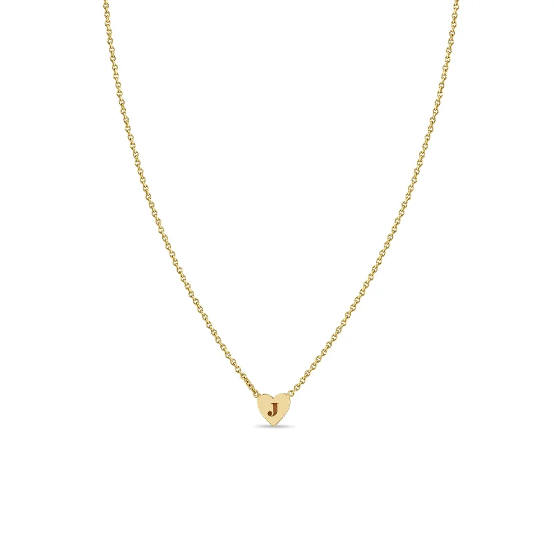 14k Engraved Initial Heart Necklace