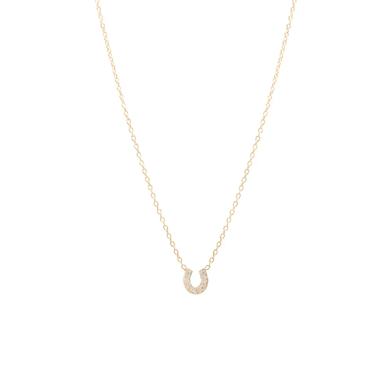 14k Itty Bitty Pavé Diamond Horseshoe Necklace