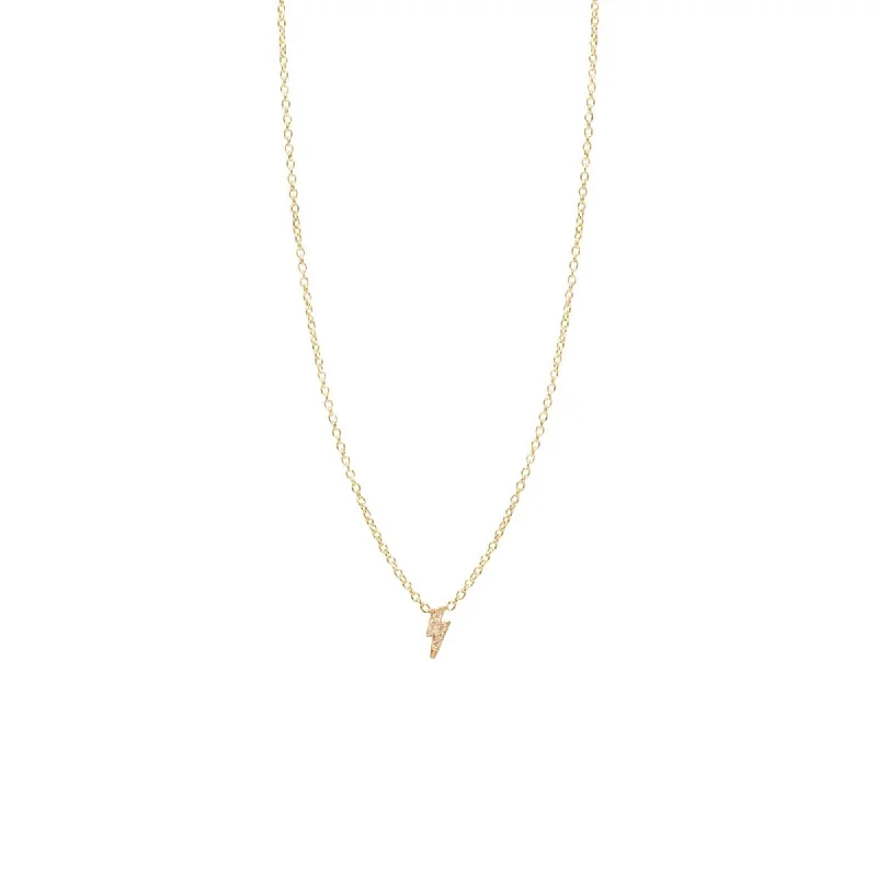 14k Itty Bitty Pavé Diamond Lightning Bolt Necklace