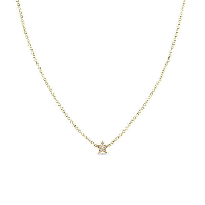 14k Itty Bitty Pavé Diamond Star Necklace