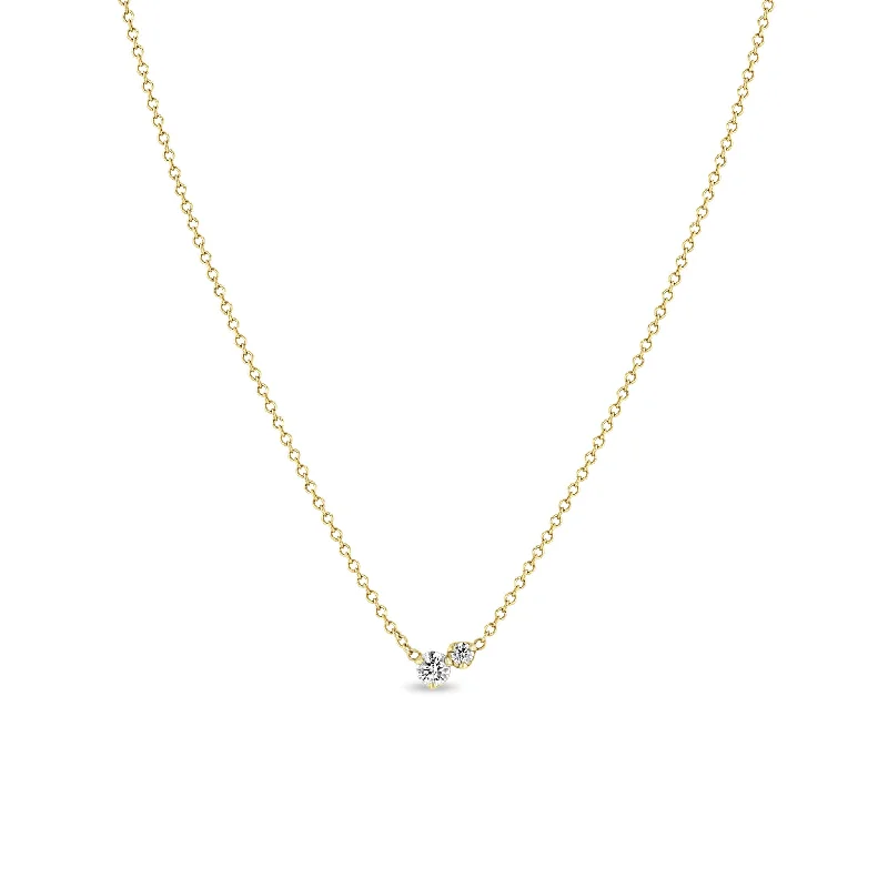 14k Large 2 Mixed Prong Diamond Necklace