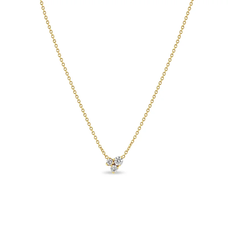 14k Large 3 Mixed Prong Diamond Necklace