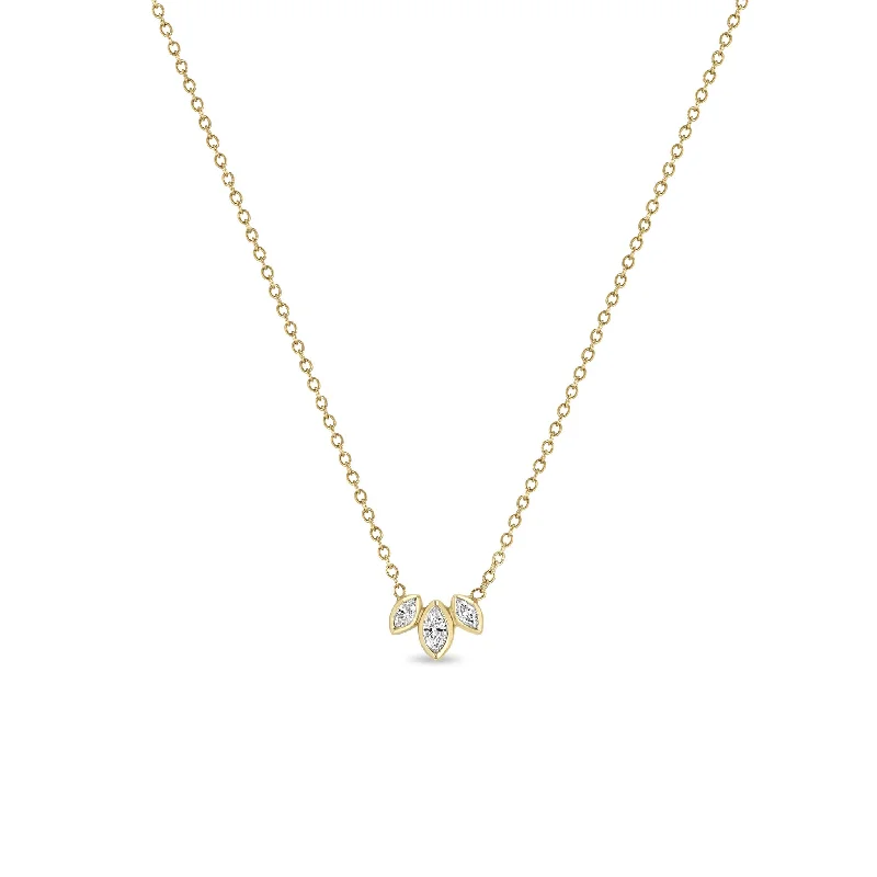 14k Marquise Diamond Fan Necklace