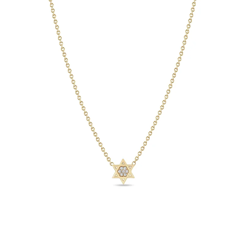 14k Midi Bitty Pavé Diamond Star of David Necklace