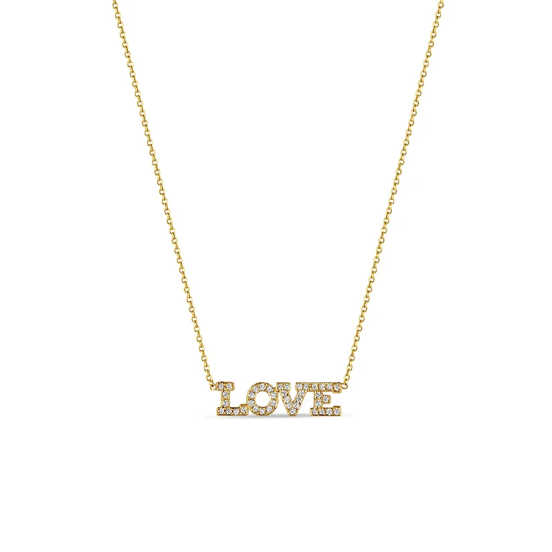 14k Full Pavé Diamond 4 Letter Necklace