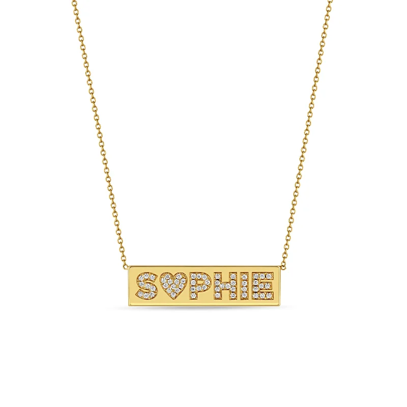 14k Pavé Diamond Name ID Necklace