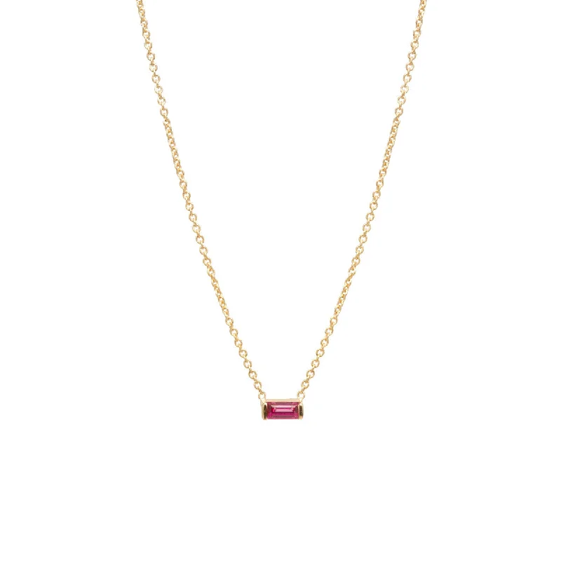 14k Ruby Baguette Necklace | July Birthstone