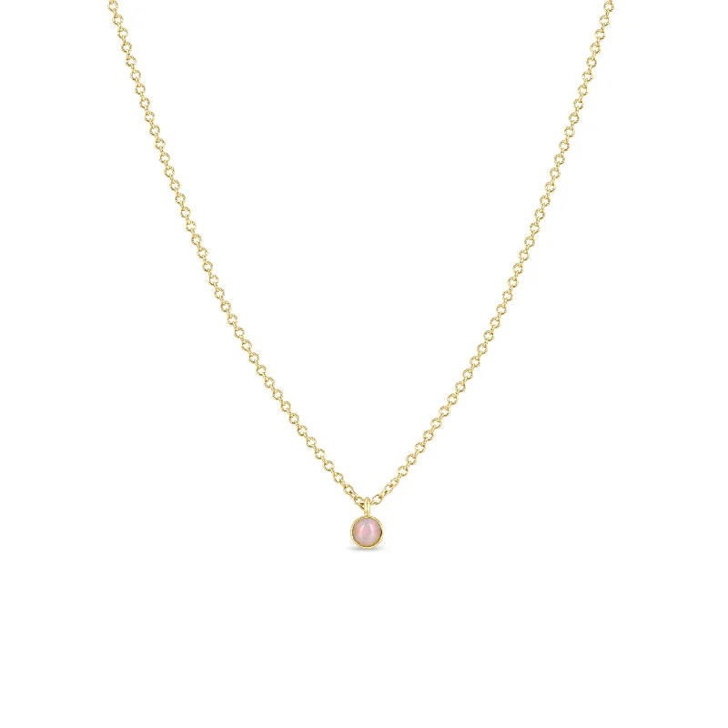 14k Single Opal Bezel Pendant Necklace | October Birthstone