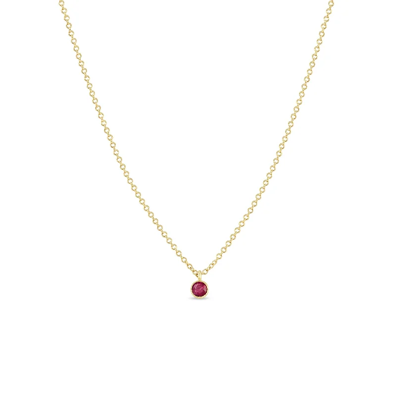 14k Single Ruby Pendant Necklace | July Birthstone