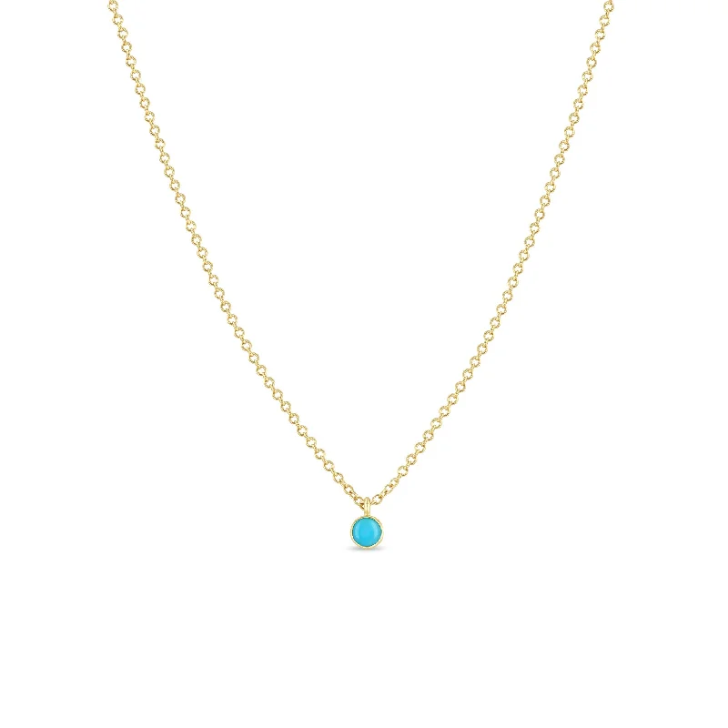 14k Single Turquoise Pendant Necklace | December Birthstone