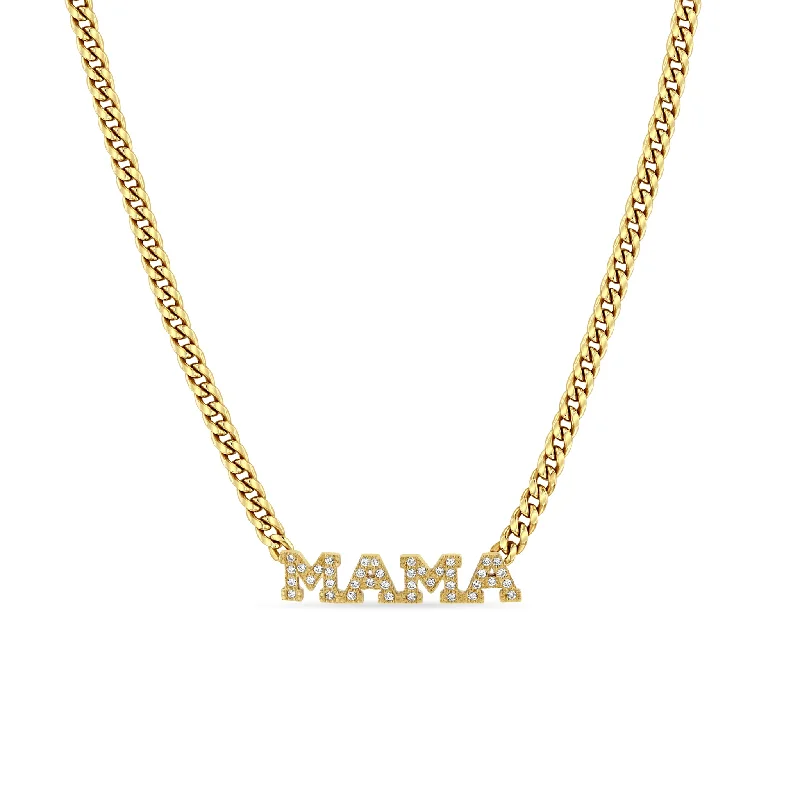 14k Pavé Diamond 4 Letter Small Curb Chain Necklace