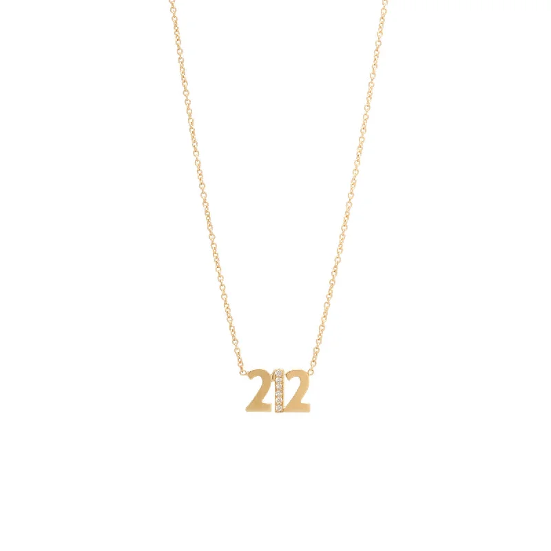 14k Triple Number Necklace with 1 Pavé Diamond Number