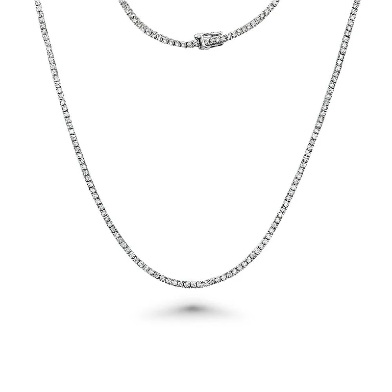 Diamond Tennis Necklace (15.00 ct.) 3.2 mm 4-Prongs Setting in 14K Gold