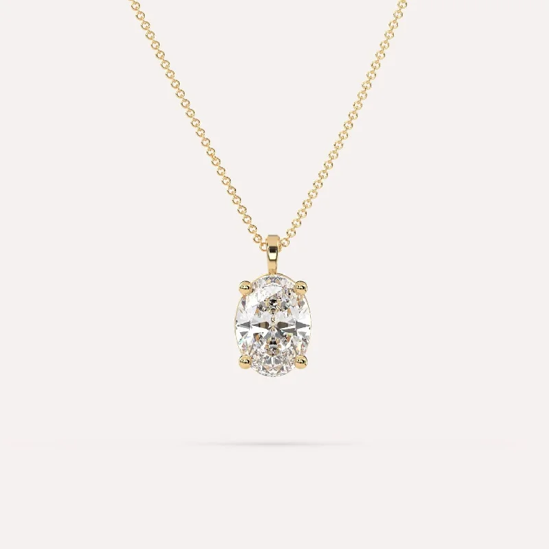 3 carat Oval Diamond Pendant Necklace