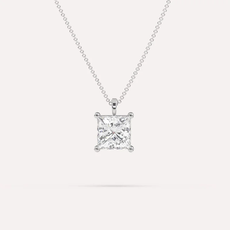 3 carat Princess Diamond Pendant Necklace