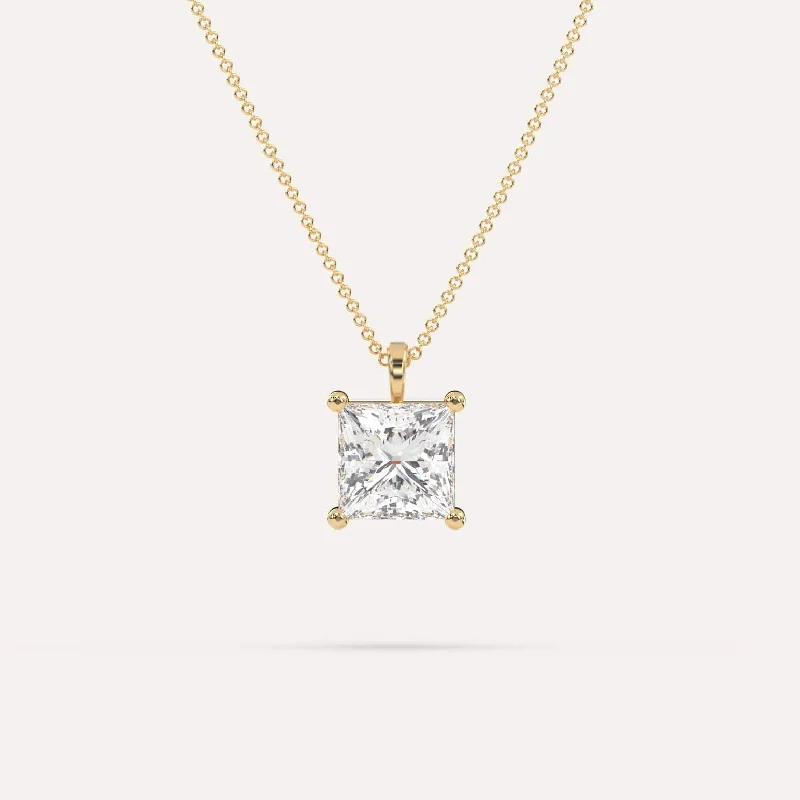 3 carat Princess Diamond Pendant Necklace