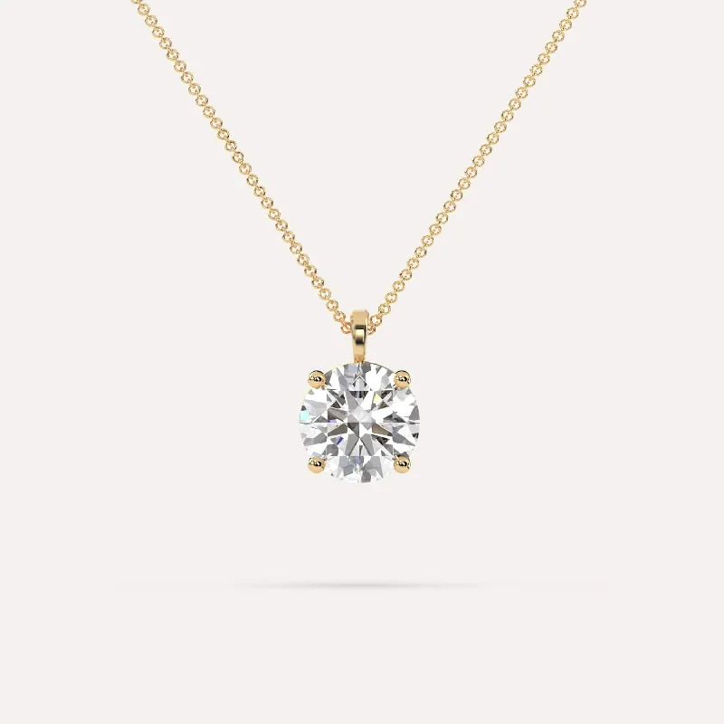 3 carat Round Diamond Pendant Necklace