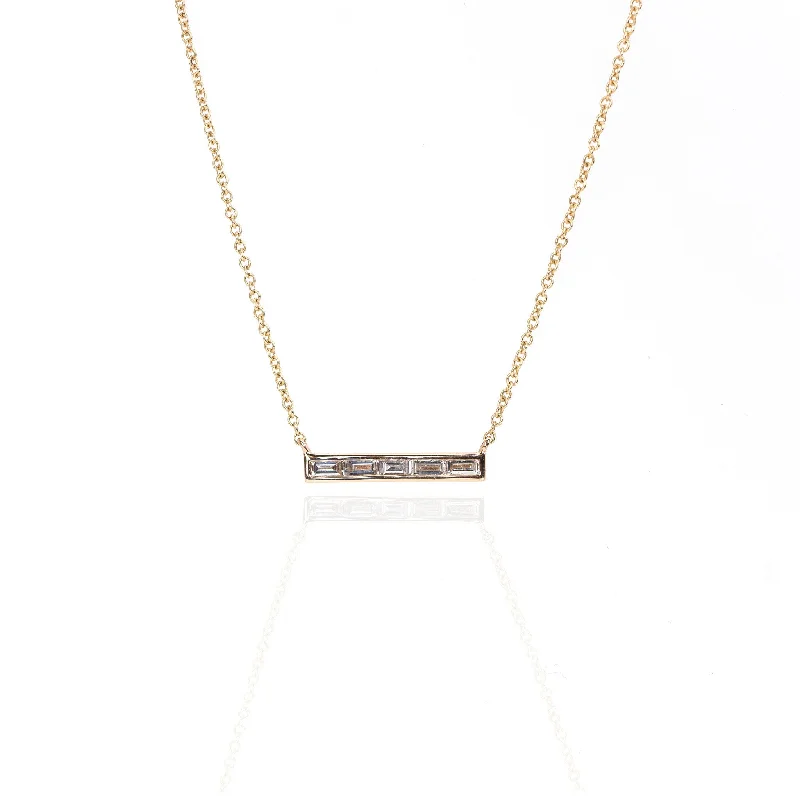 Baguette Diamond Bar Necklace