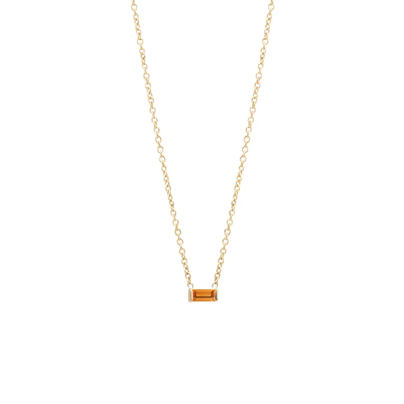 14k Citrine Baguette Necklace | November Birthstone