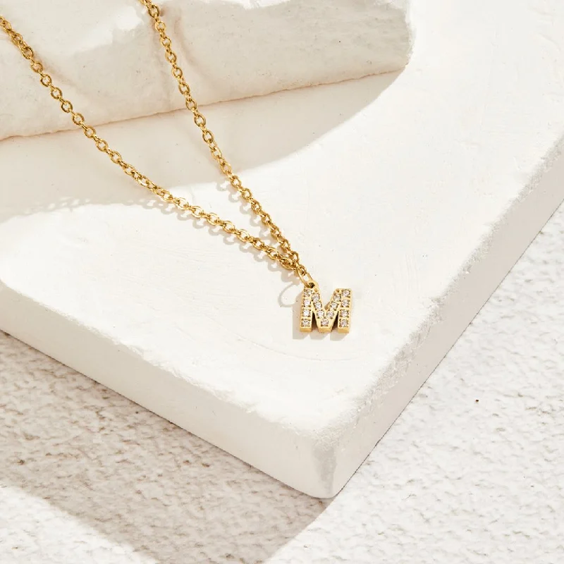 Crystal Letter Charm Necklace