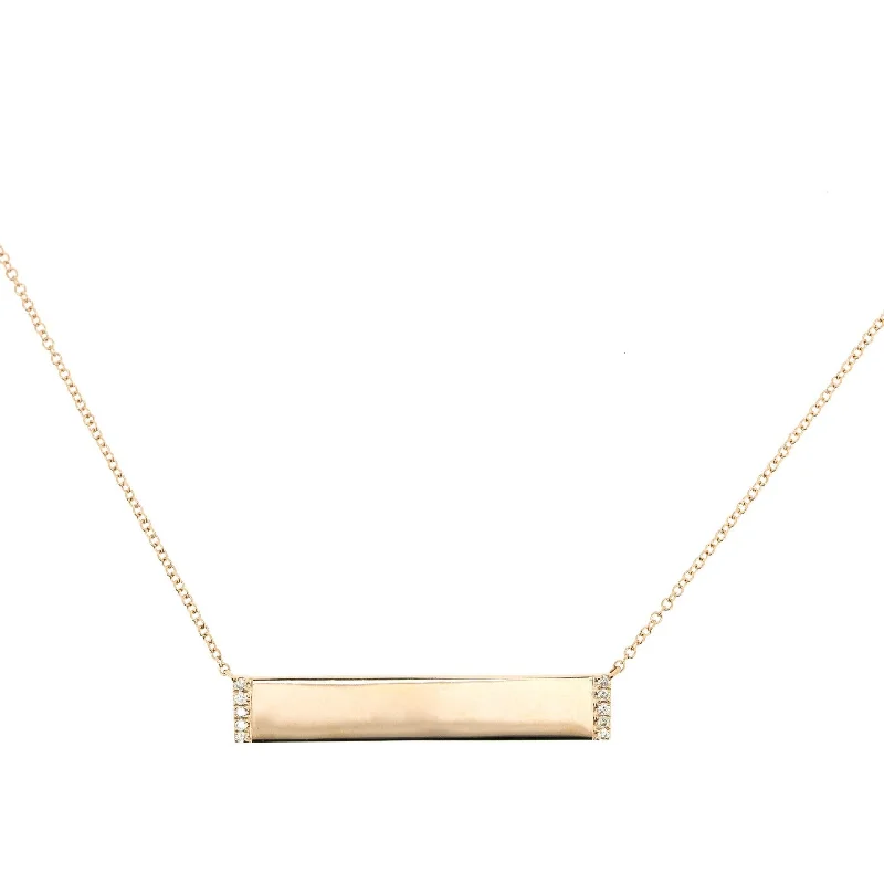 Diamond Bar Name Plate Necklace