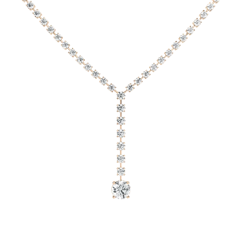 Diamond Tennis Necklace with Solitaire Drop