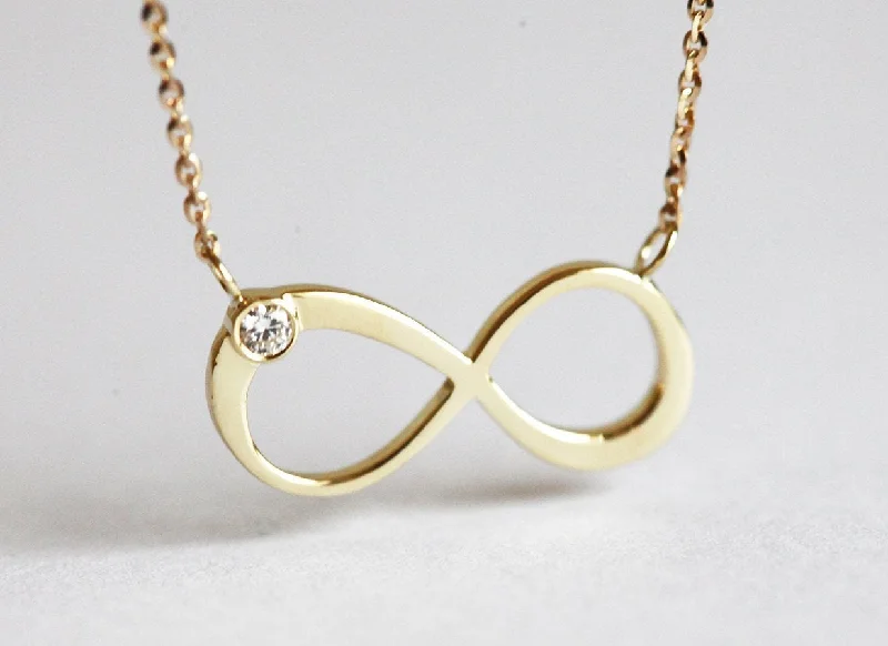 Gift For Her, Diamond Infinity Necklace