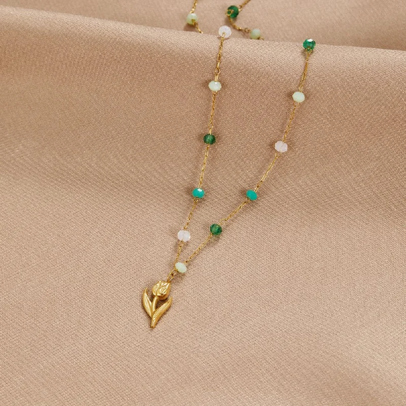 Golden Tulip Bead Necklace