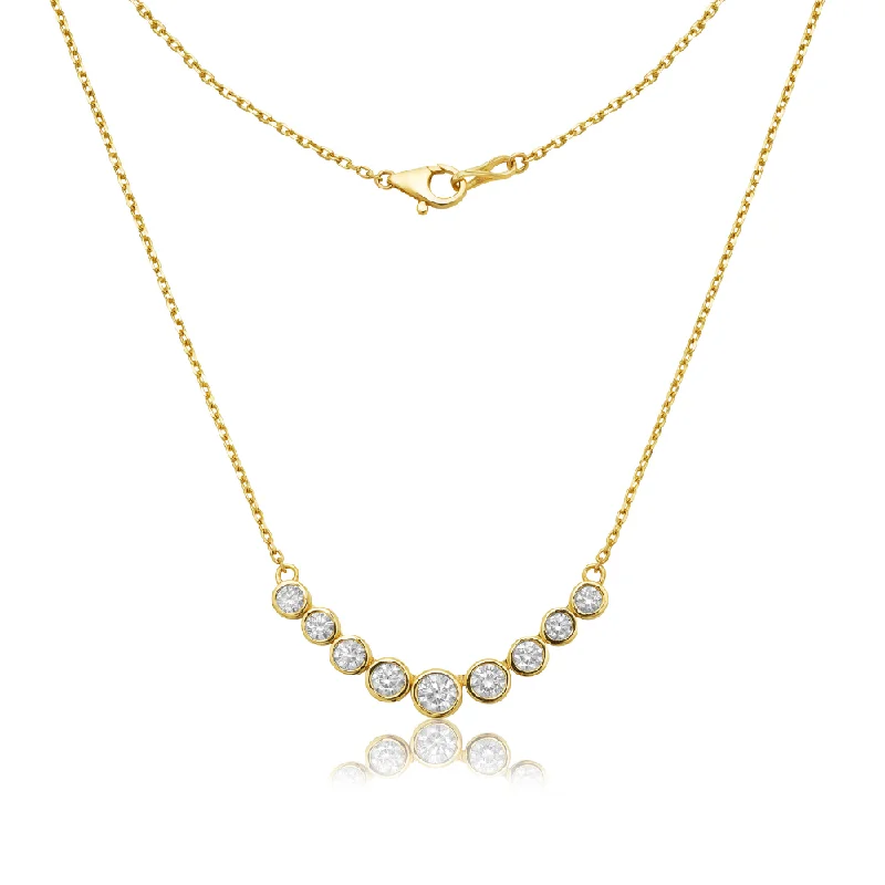 Graduated Diamond Bar Necklace (1.50 ct.) Bezel Setting in 14K Gold