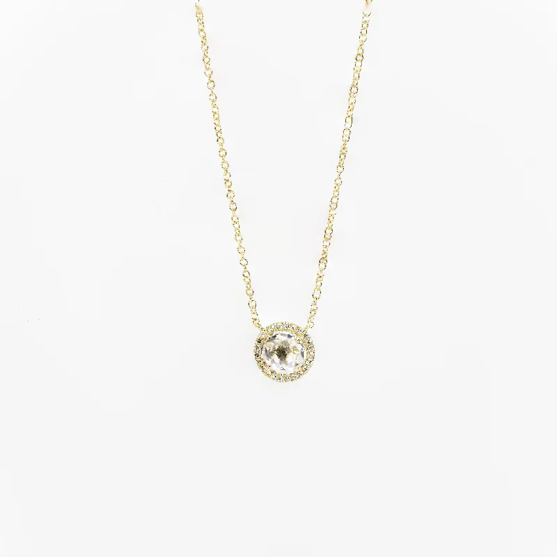 Juliette White Topaz Halo Necklace