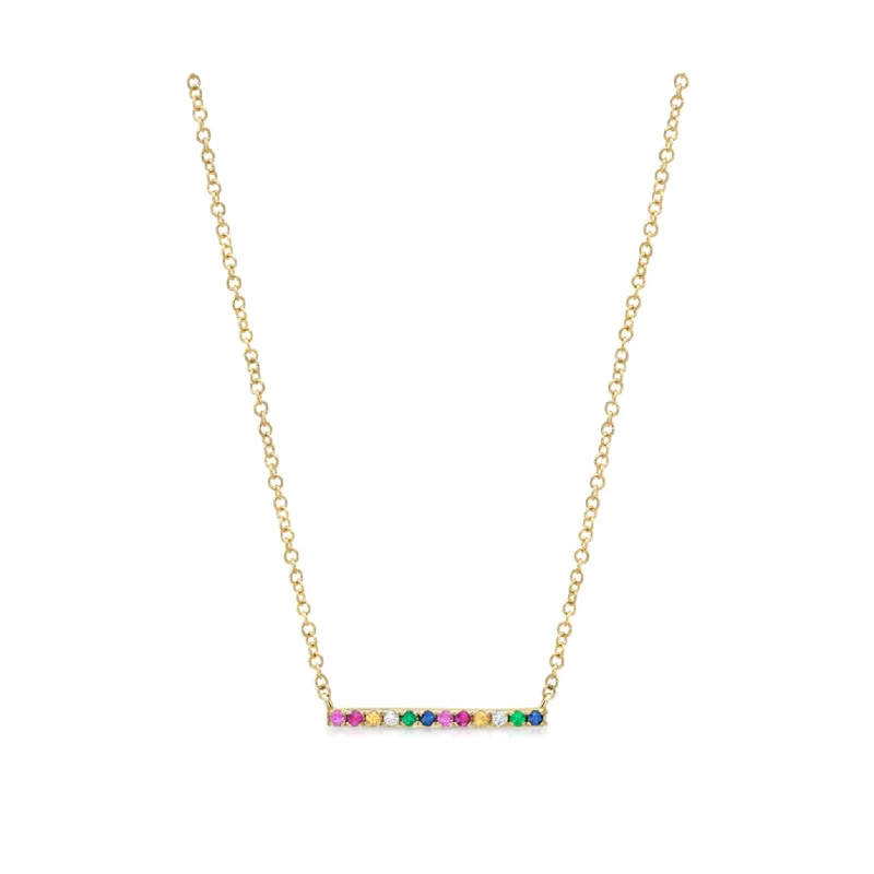 Mackenzie Rainbow Sapphire and Diamond Bar Necklace