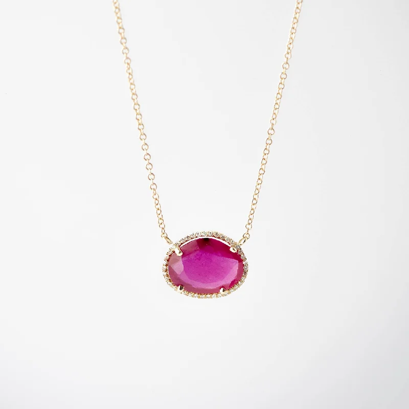 Madeline Faceted Ruby and Diamond Necklace