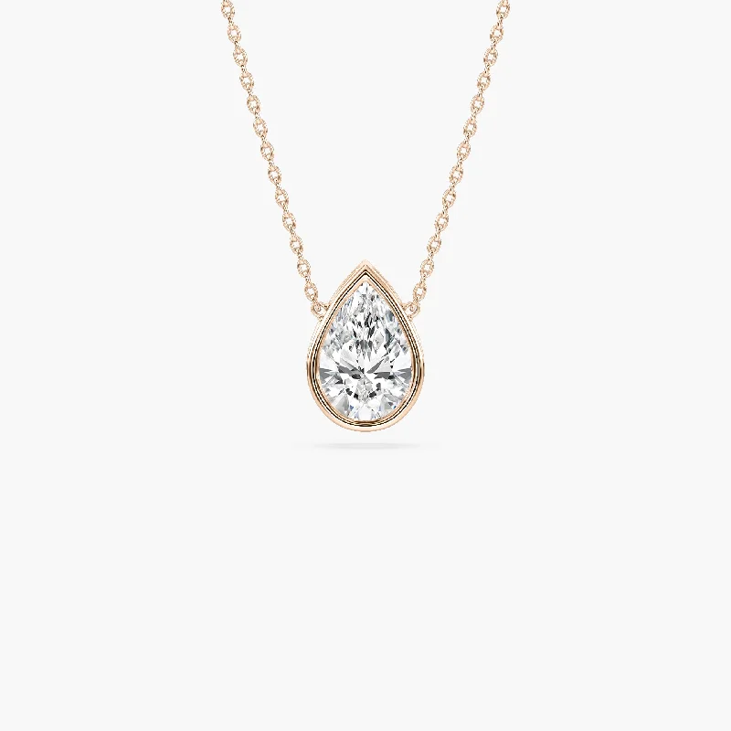 Modern Bezel Pear Pendant