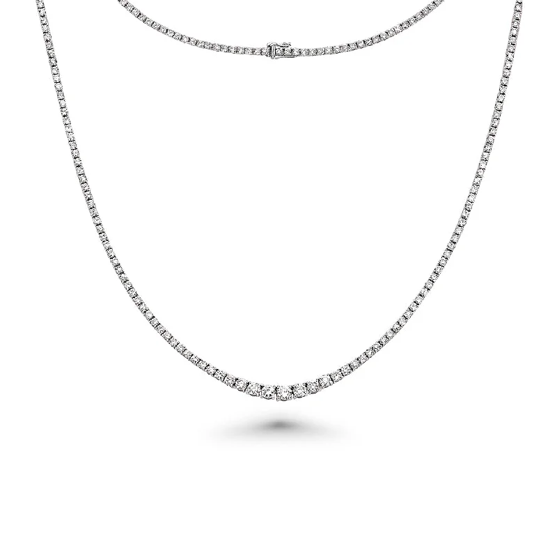 Riviera Diamond Tennis Necklace (7.00 ct.) 2 mm to 4.5 mm 4-Prongs Setting in 14K Gold