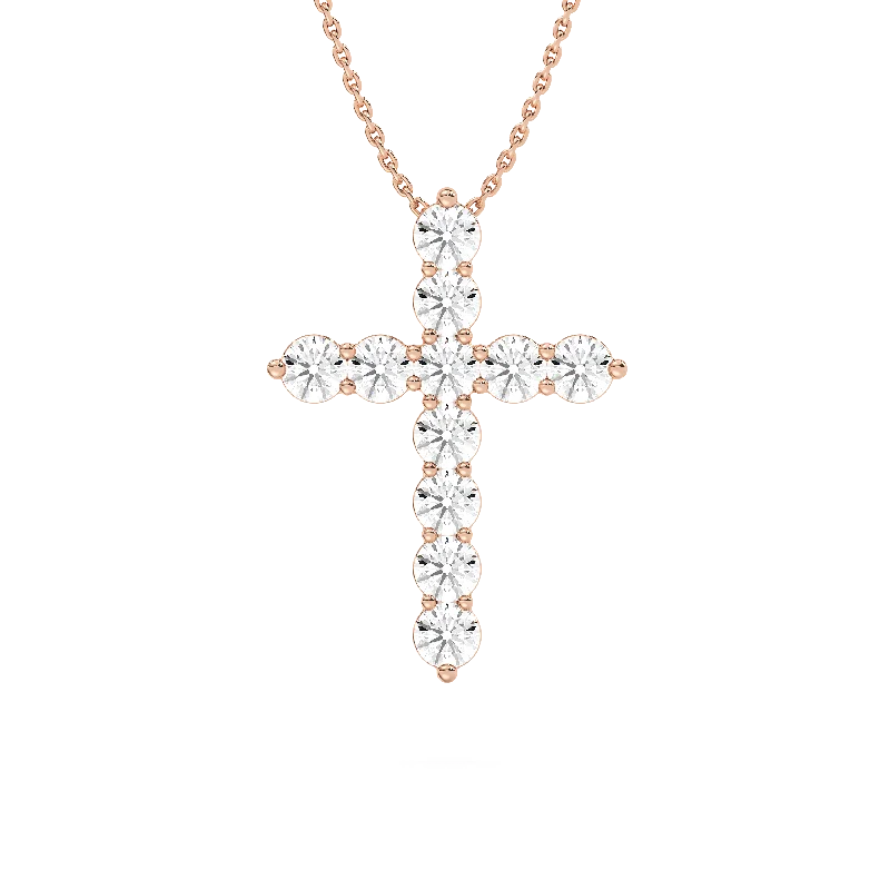 Round Diamond Cross Necklace