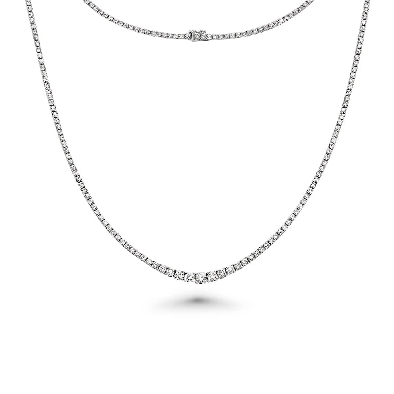 Riviera Diamond Tennis Necklace (12.90 ct.) 4-Prongs Setting in 14K Gold