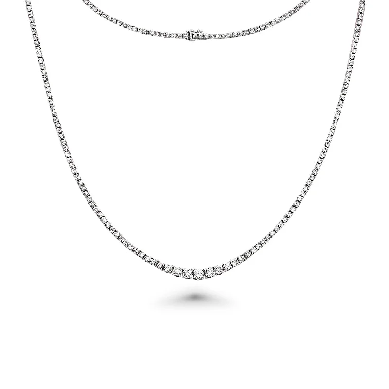 Riviera Diamond Tennis Necklace (17.50 ct.) 4-Prongs Setting in 14K Gold