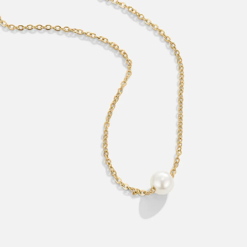 Solitaire Gold Pearl Necklace