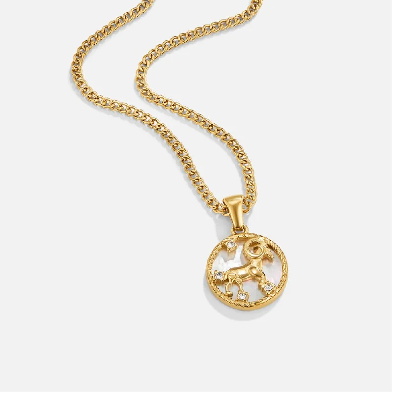 White Shell Zodiac Coin Necklace