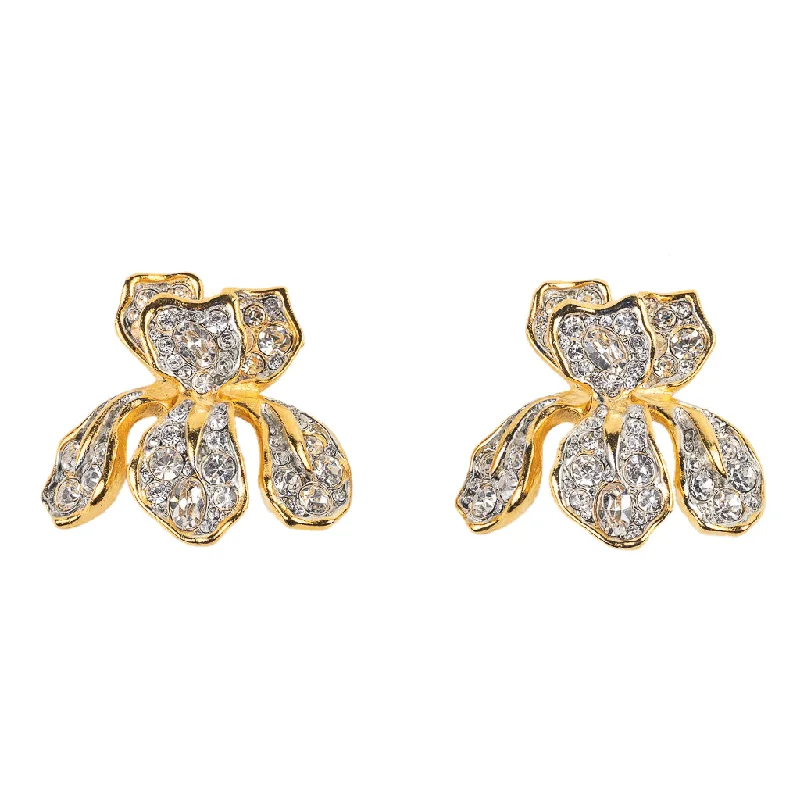 Gold and Crystal Iris Clip Earring