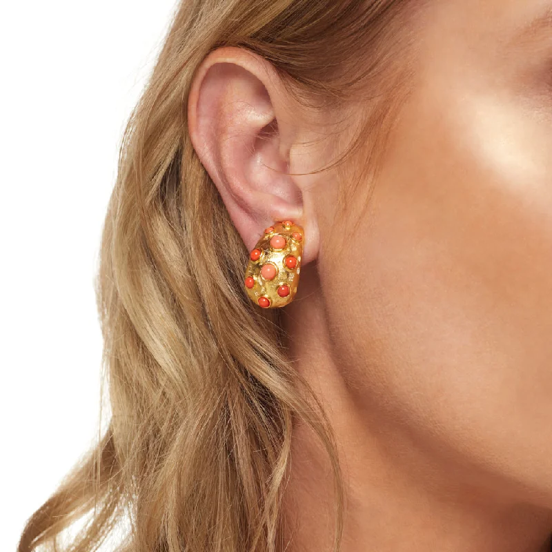 Gold & Coral Clip Earring