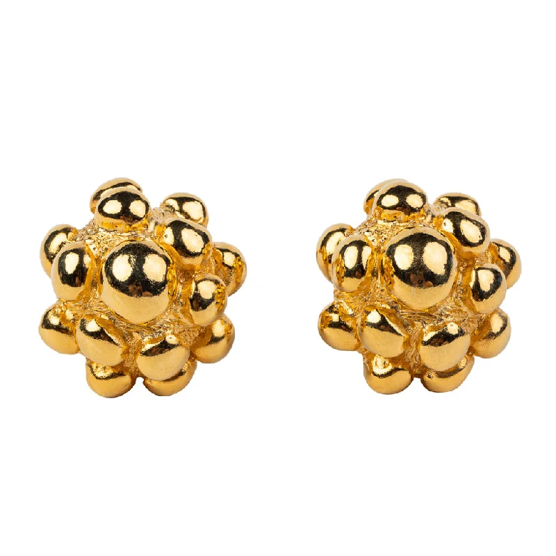 Gold Cluster Clip Earrings