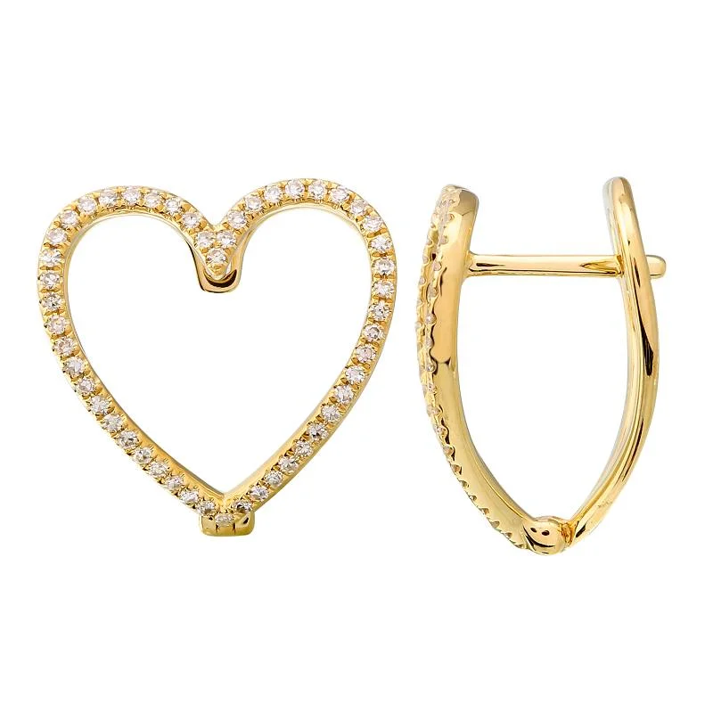 14k Diamond Split Heart Huggies