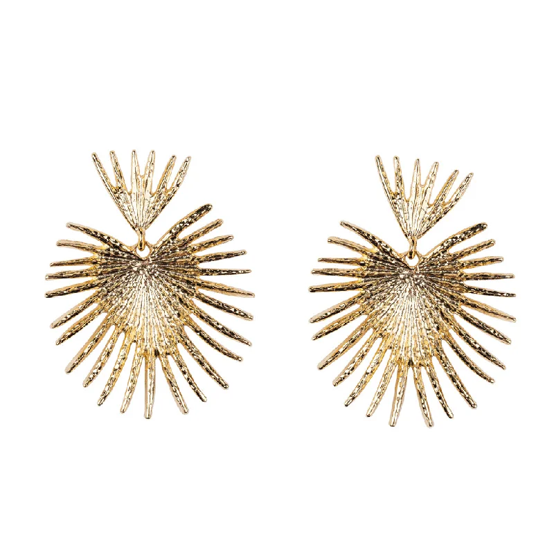 Gold Fan Drop Earrings