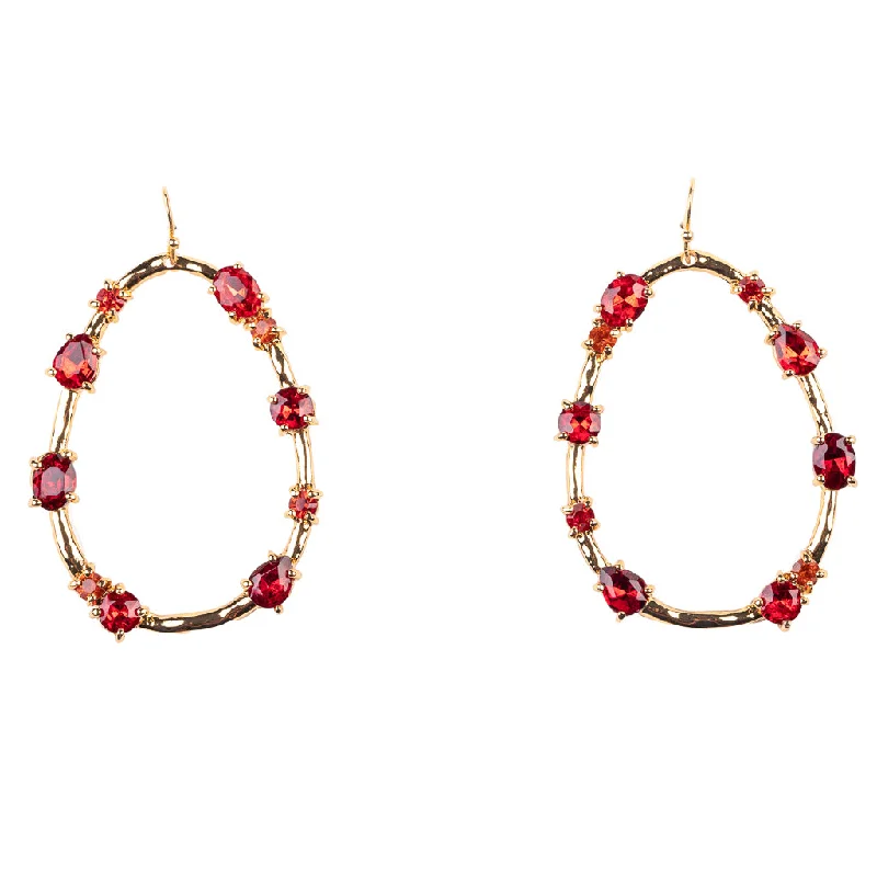 Gold Drop Earring with Ruby Stones