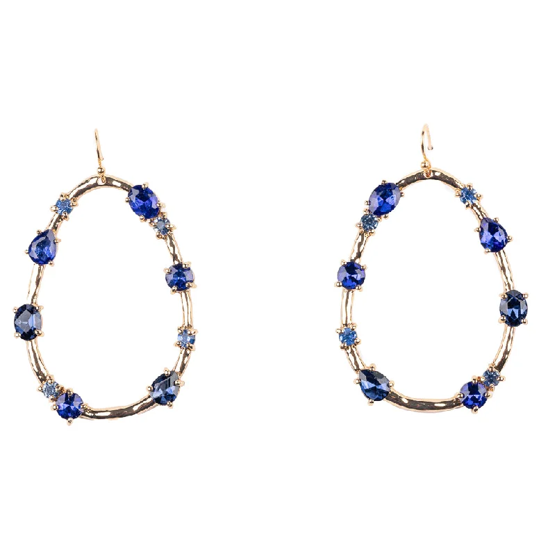 Gold Drop Earring with Sapphire Stones