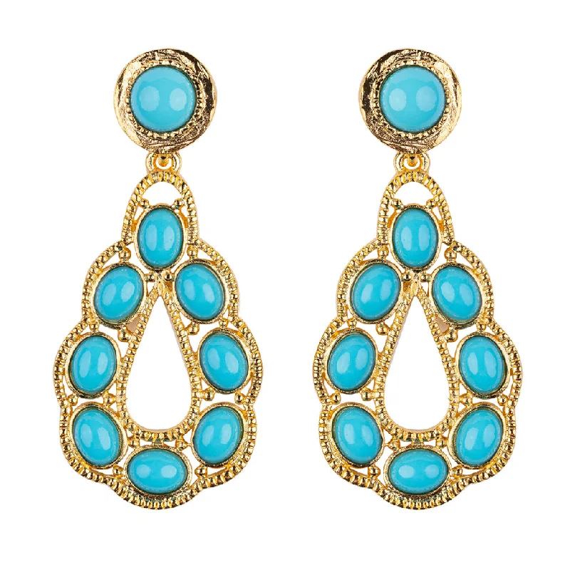 Turquoise Cabochon Drop Pierced Earrings