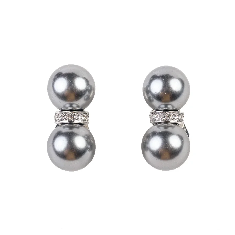 Double Grey Pearl Clip-On Earrings