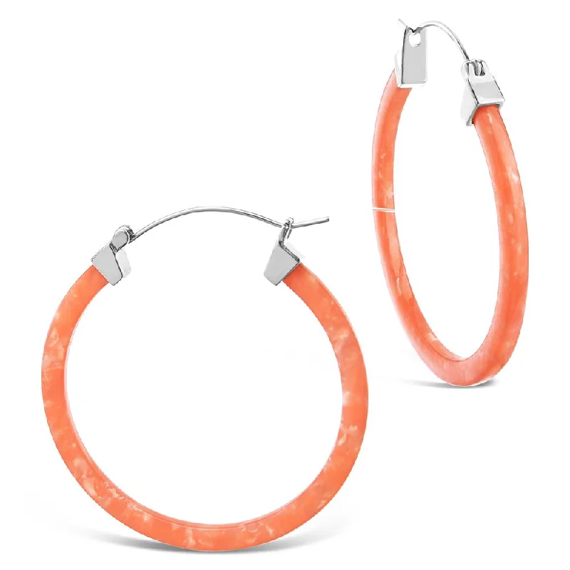 50mm Silver Resin Hoop Earrings