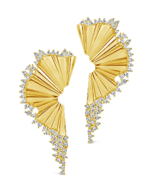 Angelina CZ Fan Drop Studs Earrings